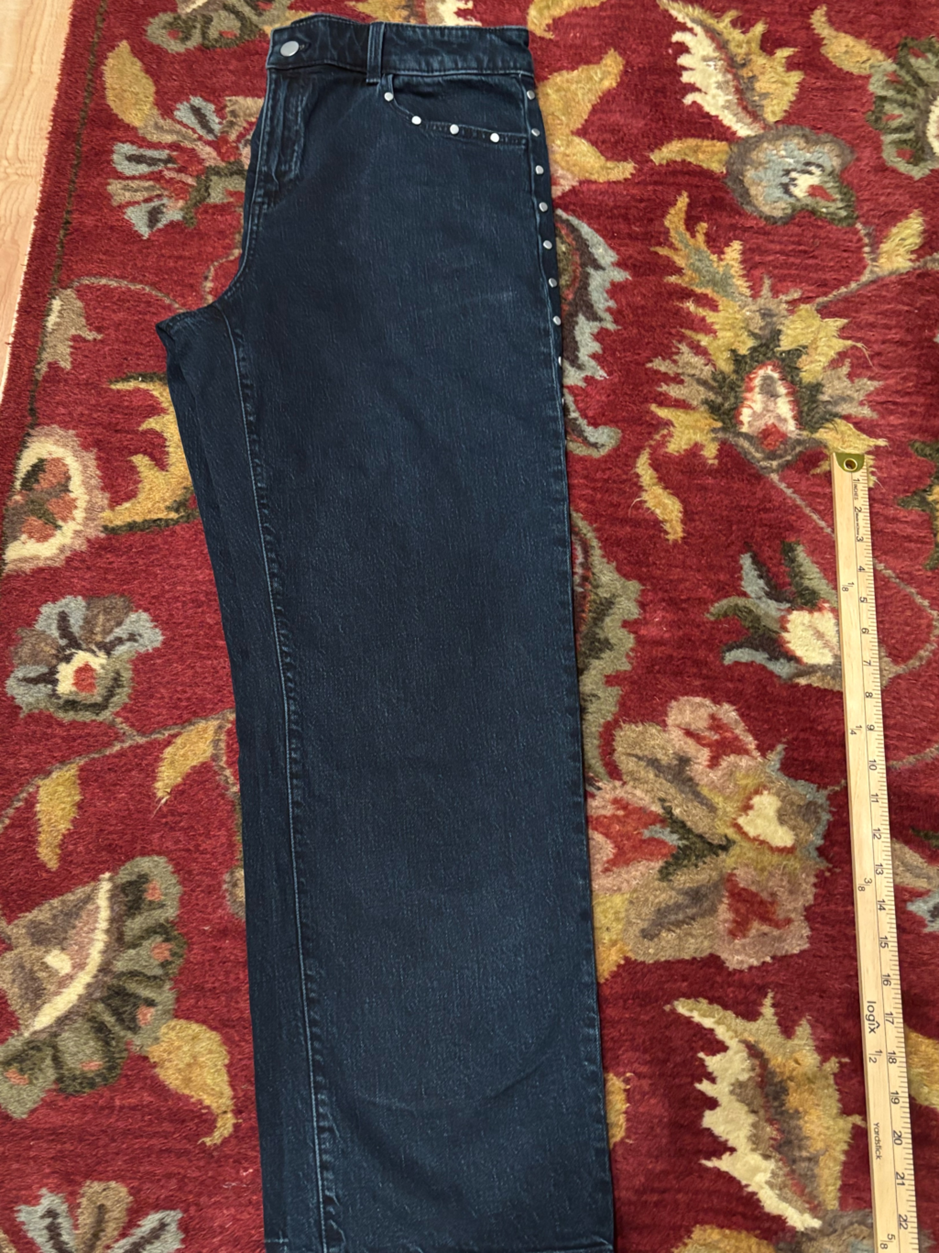 Talbot’s Women’s Dark Blue Jeans - Classic Straight Fit And Studded.